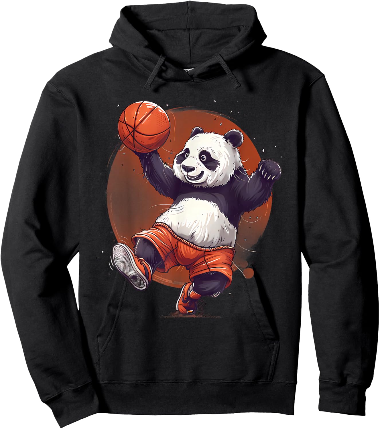 Basketball Bear Panda Basketball Hoop Drawing Animal Art Hoodie - Hoodie | Black