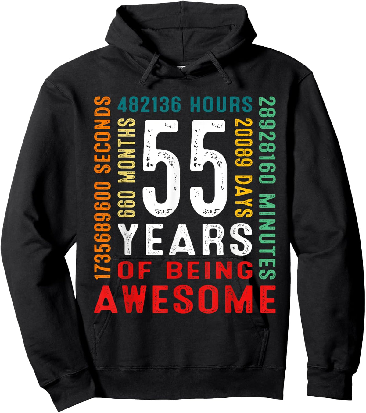 55 Years Old Vintage Retro 55th Birthday Gifts 660 Months Hoodie - Hoodie | Black