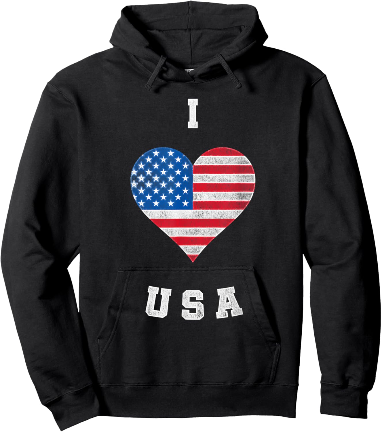 I Heart USA, I Love USA, America Patriotic 4th July Hoodie - Hoodie | Black