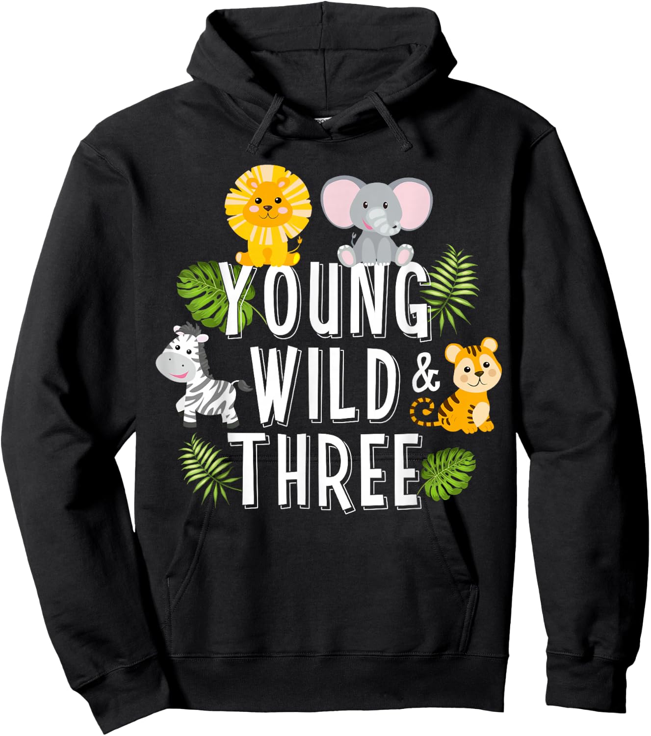 Young Wild and Three Girls 3rd Birthday Funny for Son Boys Hoodie - Hoodie | Black