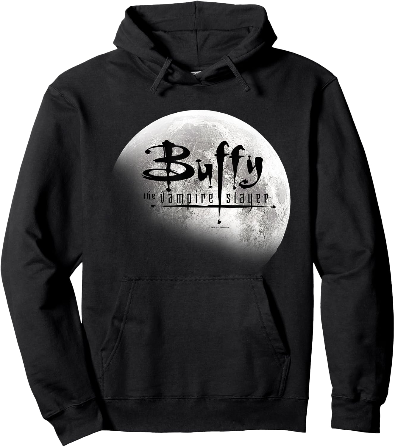 Buffy The Vampire Slayer Distressed Full Moon Title Logo Hoodie - Hoodie | Black