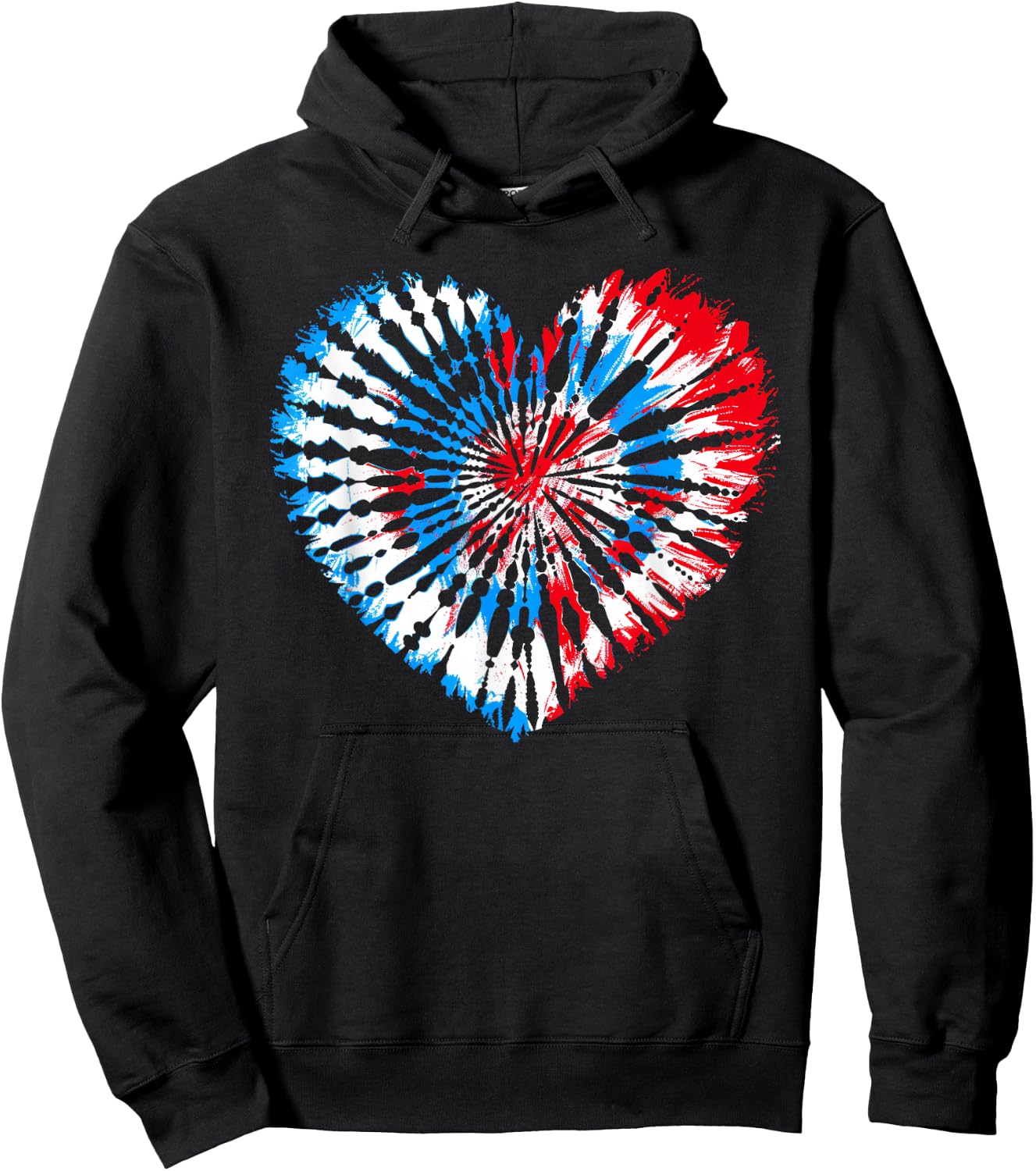 4th July Heart Tie Dye American USA Flag Boys Girls Hoodie - Hoodie | Black