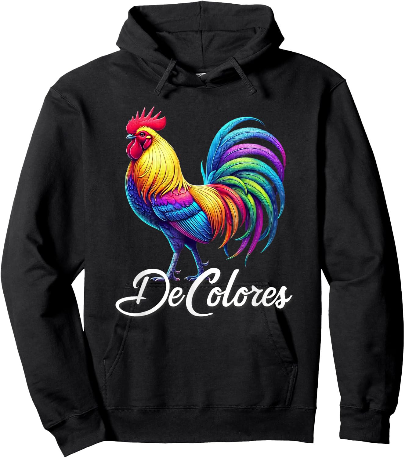 DeColores Cursillo Rainbow Rooster Catholic Hoodie - Hoodie | Black