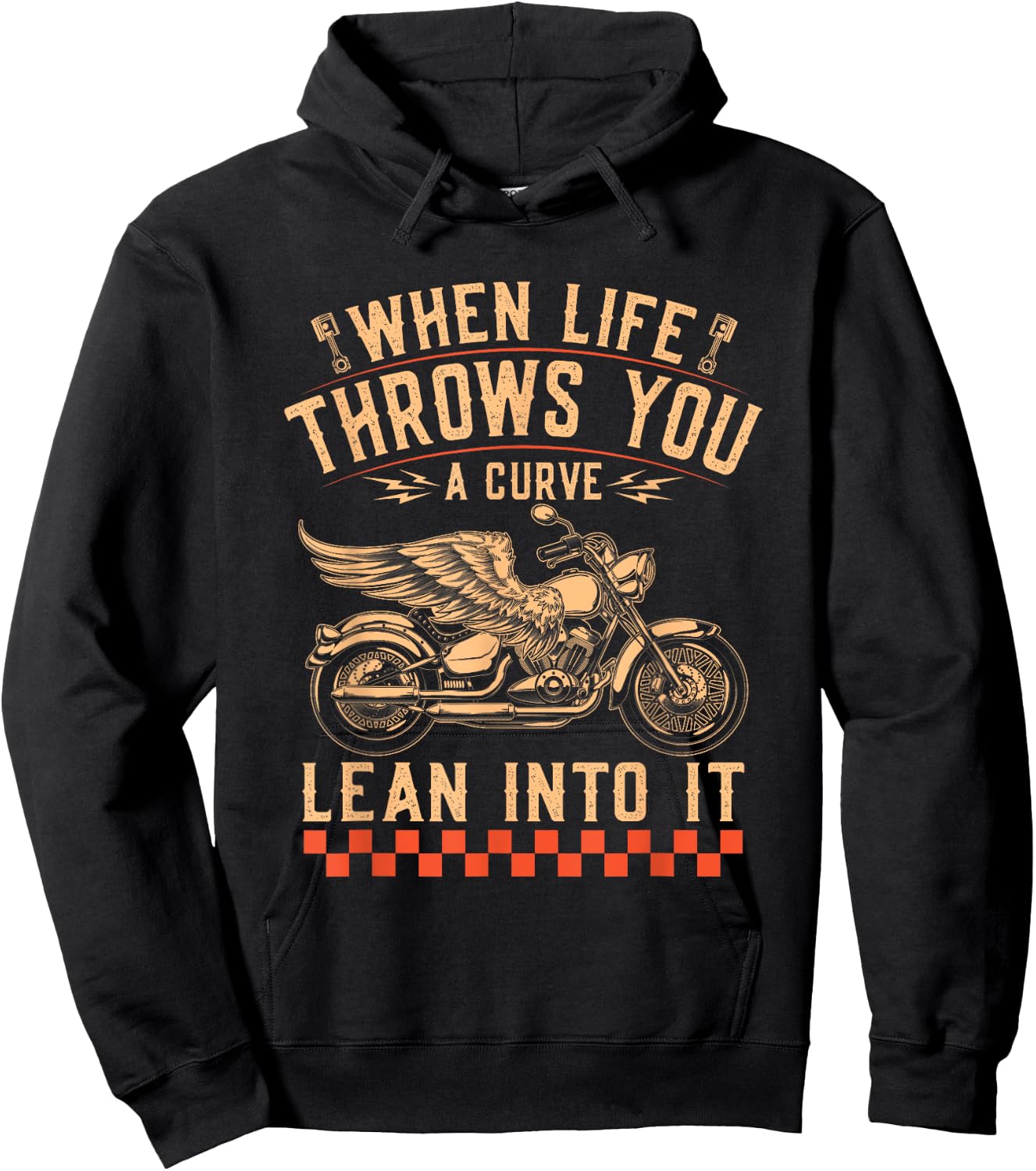 Motorcycle Biker When Life Throws You A Curve Lean Into It Hoodie - Hoodie | Black