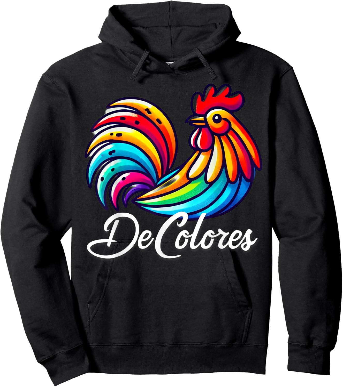 DeColores Cursillo Rainbow Rooster Catholic Hoodie - Hoodie | Black