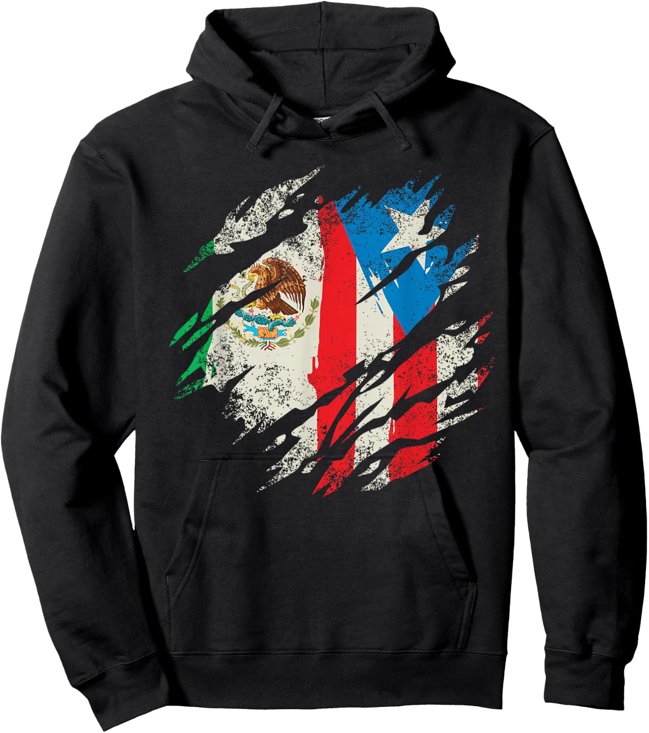 Mexican Puerto Rican Flag Puerto Rico Mexico Hispanic Retro Hoodie - Hoodie | Black