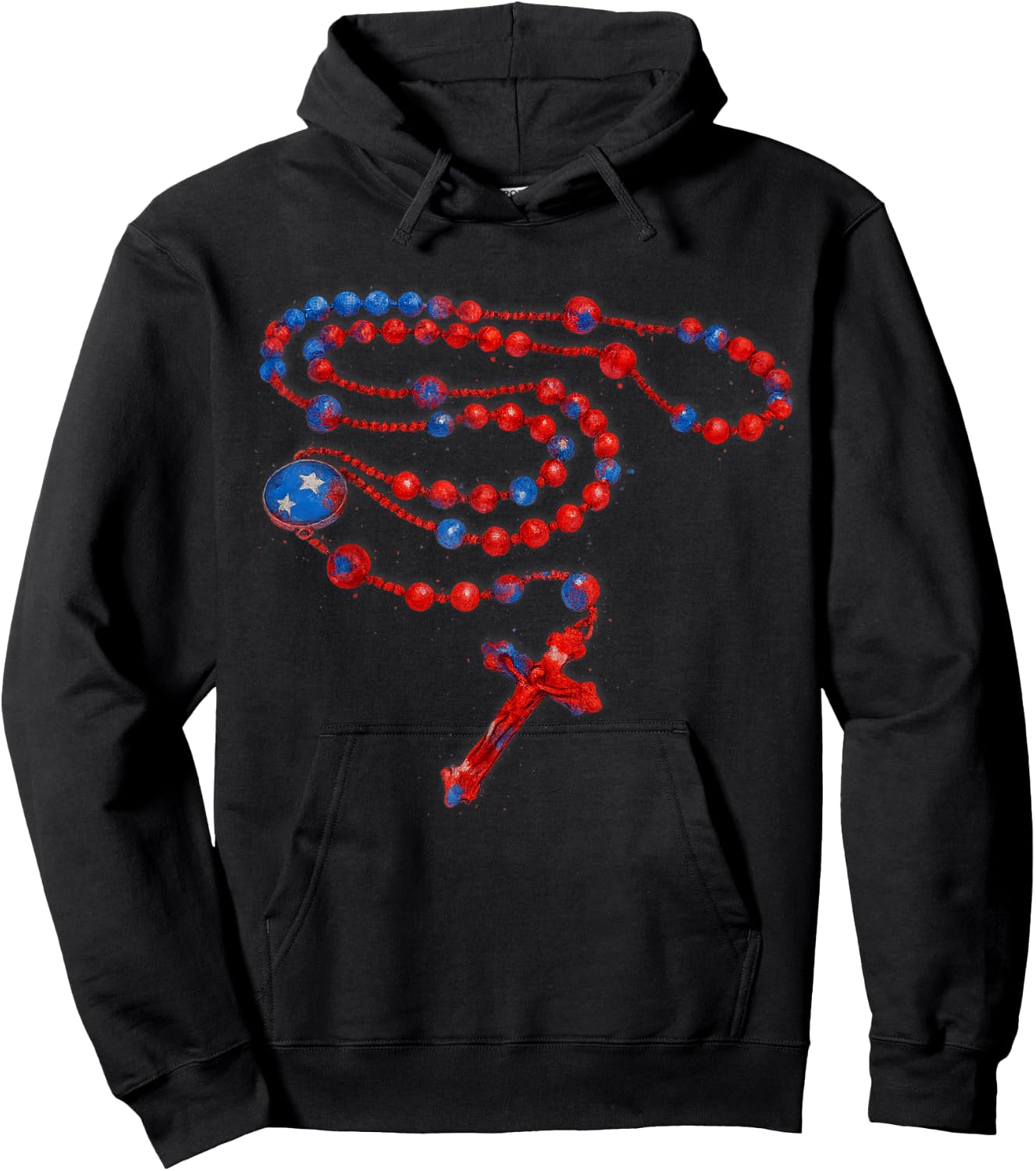 American Flag Rosary Catholic Hoodie - Hoodie | Black