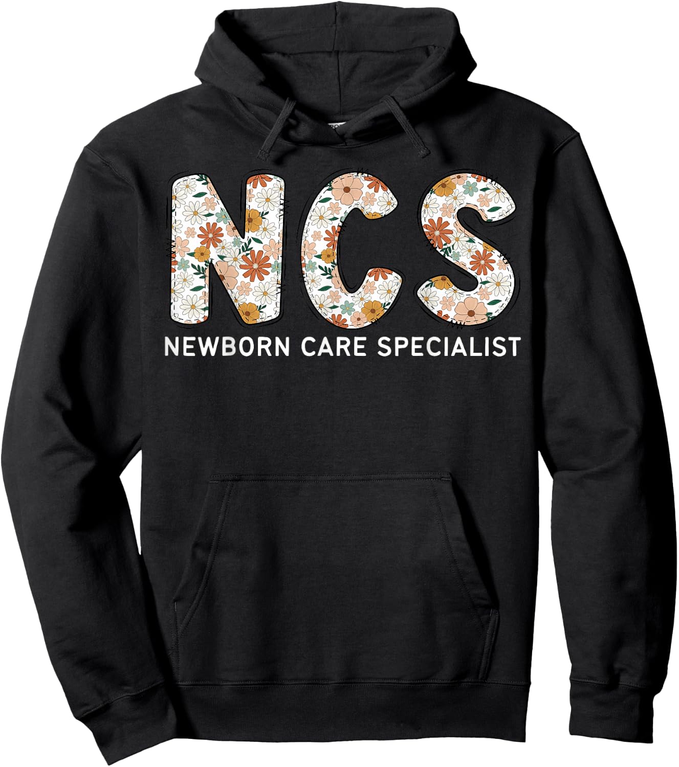 NCS Newborn Care Specialist Boho Floral Mother Baby Nurse Hoodie - Hoodie | Black
