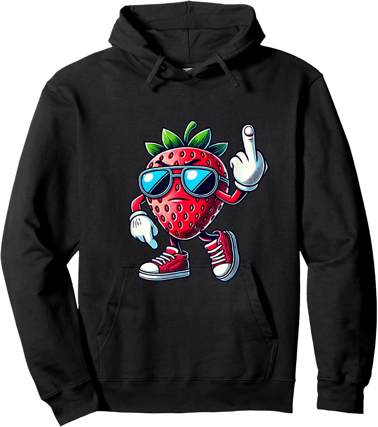 Funny strawberry fruit middle finger meme Hoodie - Hoodie | Black