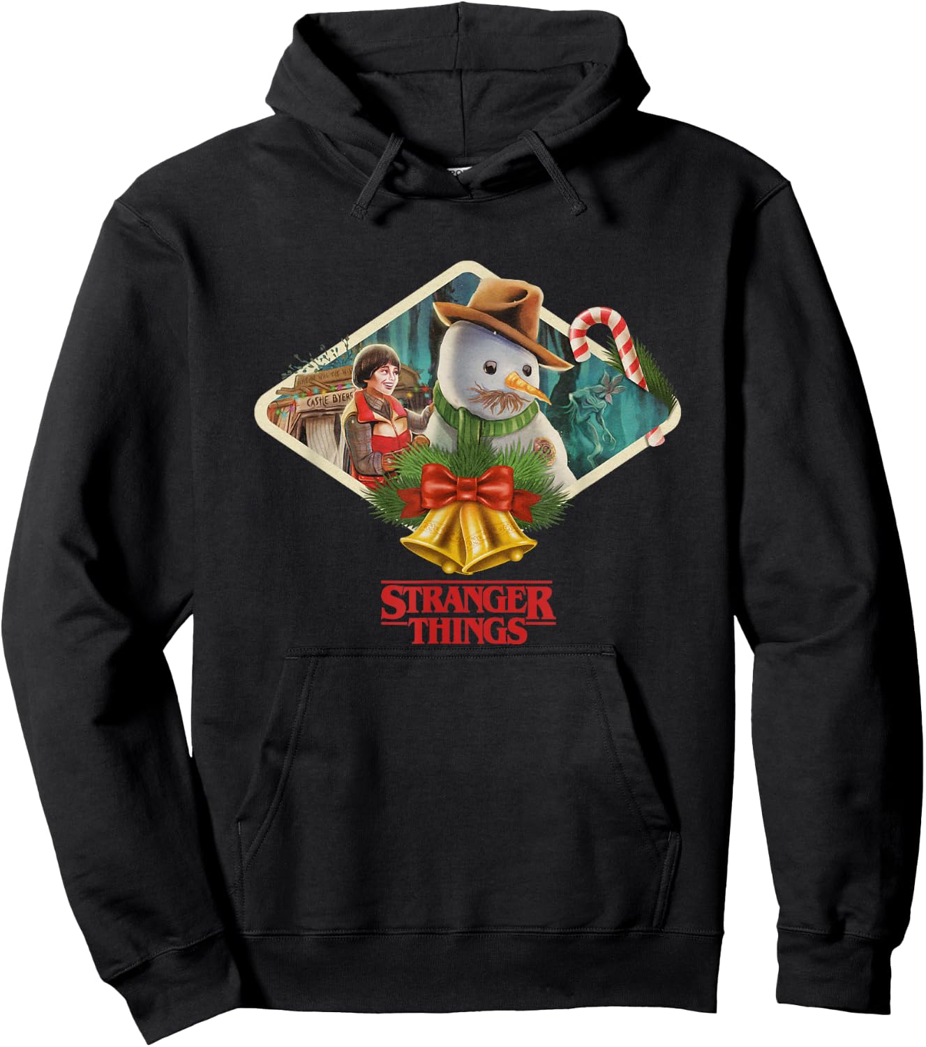 Stranger Things Christmas Will & Snowman Big Chest Frame Hoodie - Hoodie | Black