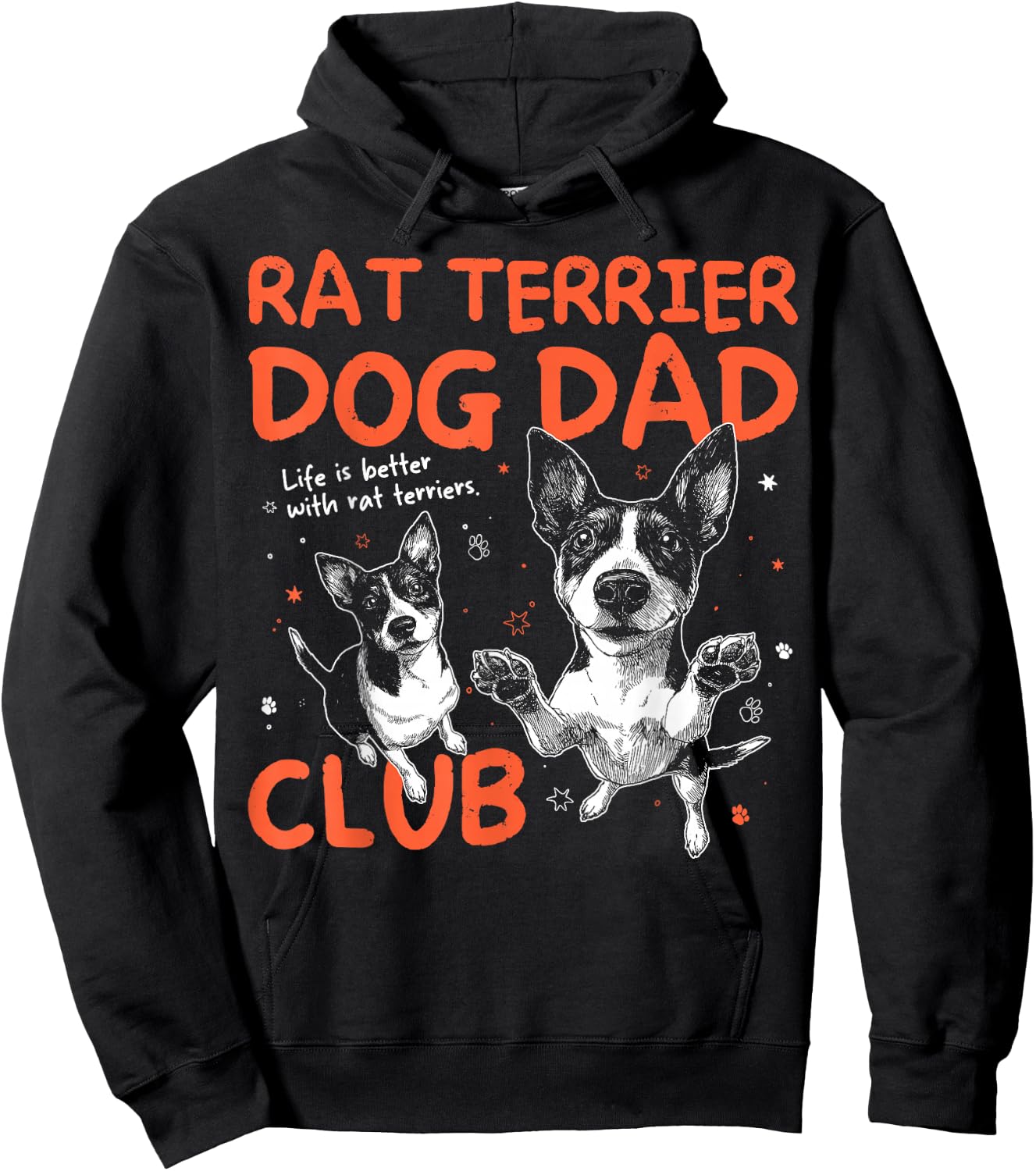 Rat Terrier Dog Dad Club Men Father's Day Hoodie - Hoodie | Black