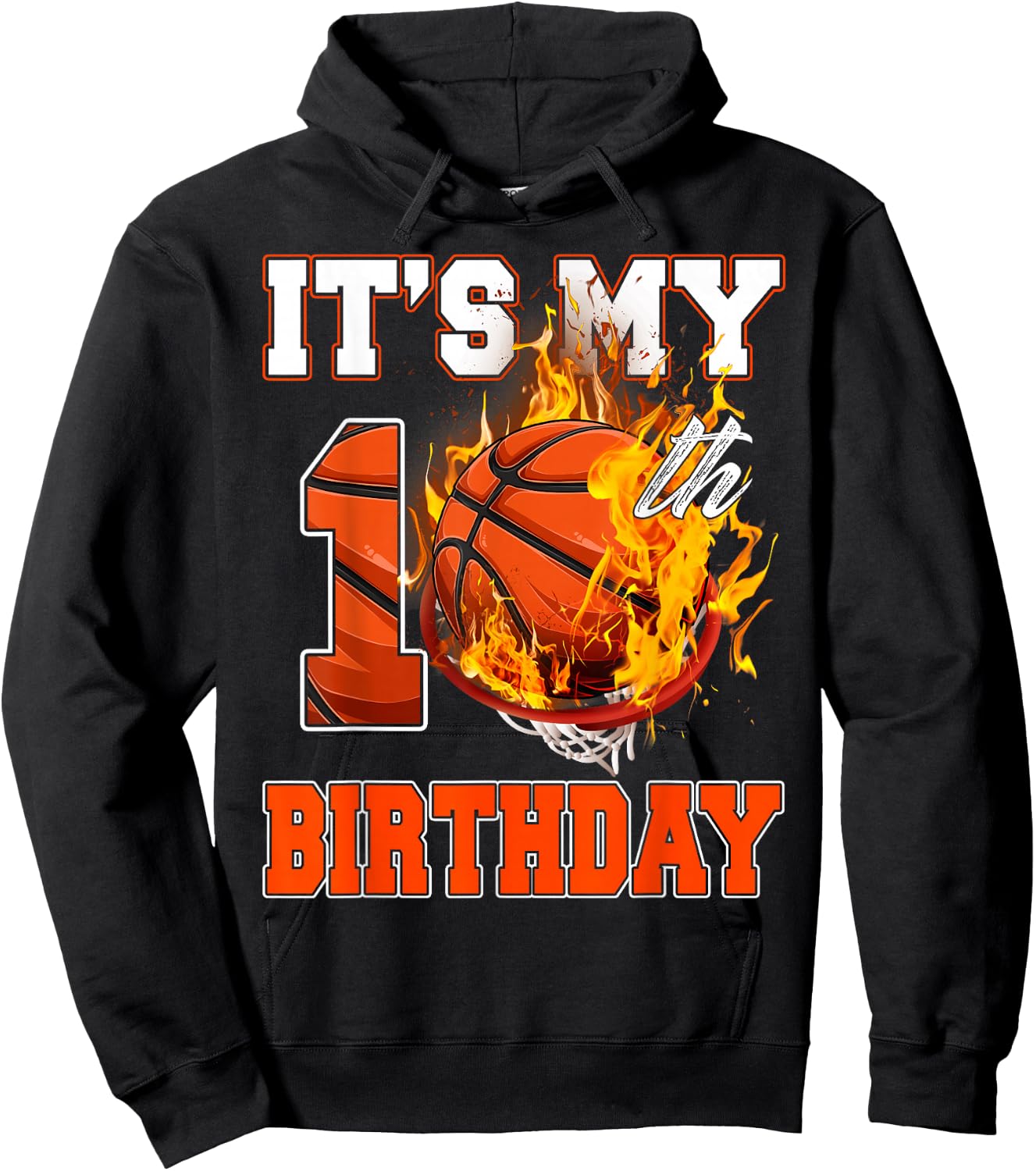 Funny It's My 10th Birthday 10 Years Old Basketball Ball Boy Hoodie - Hoodie | Black