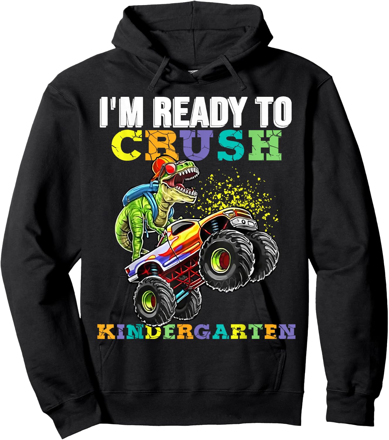 Back To School I'm Ready To Crush Kindergarten Boy Dinosaur Hoodie - Hoodie | Black