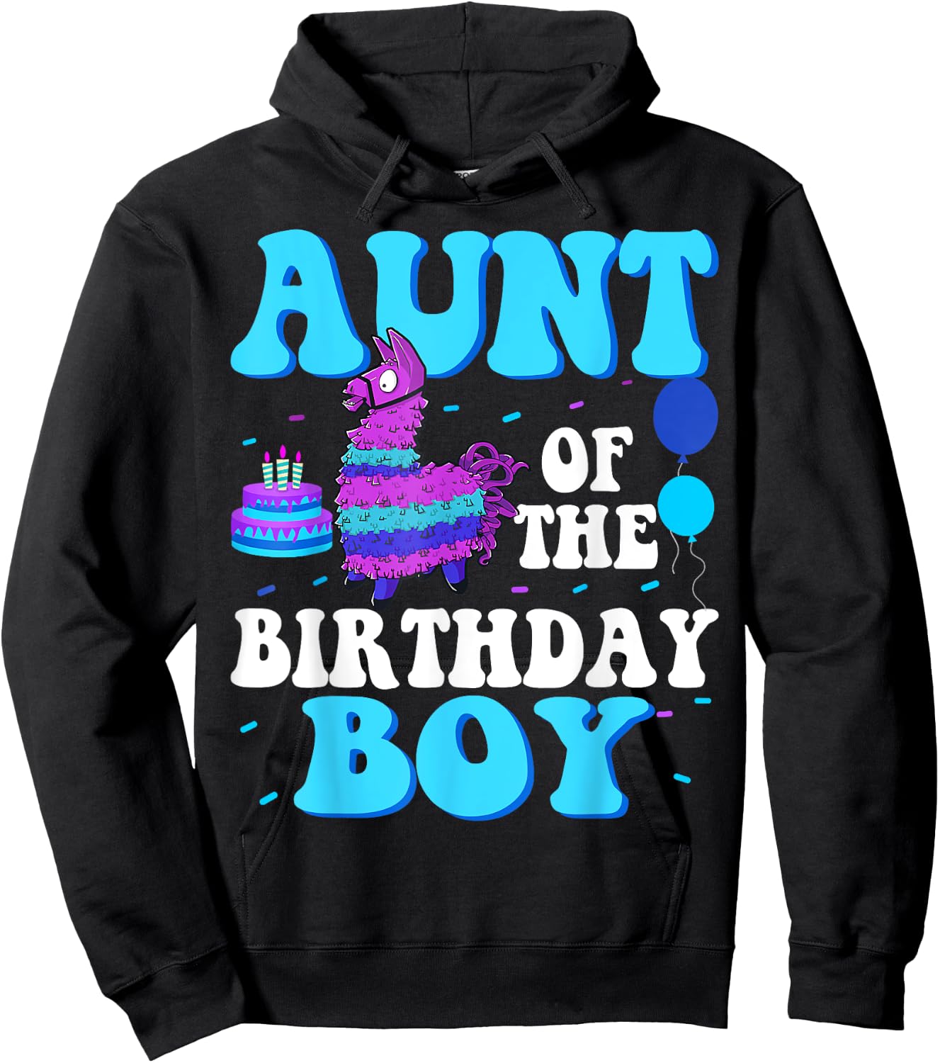 Aunt Of The Birthday Boy Llama Mom And Dad Family Party Hoodie - Hoodie | Black