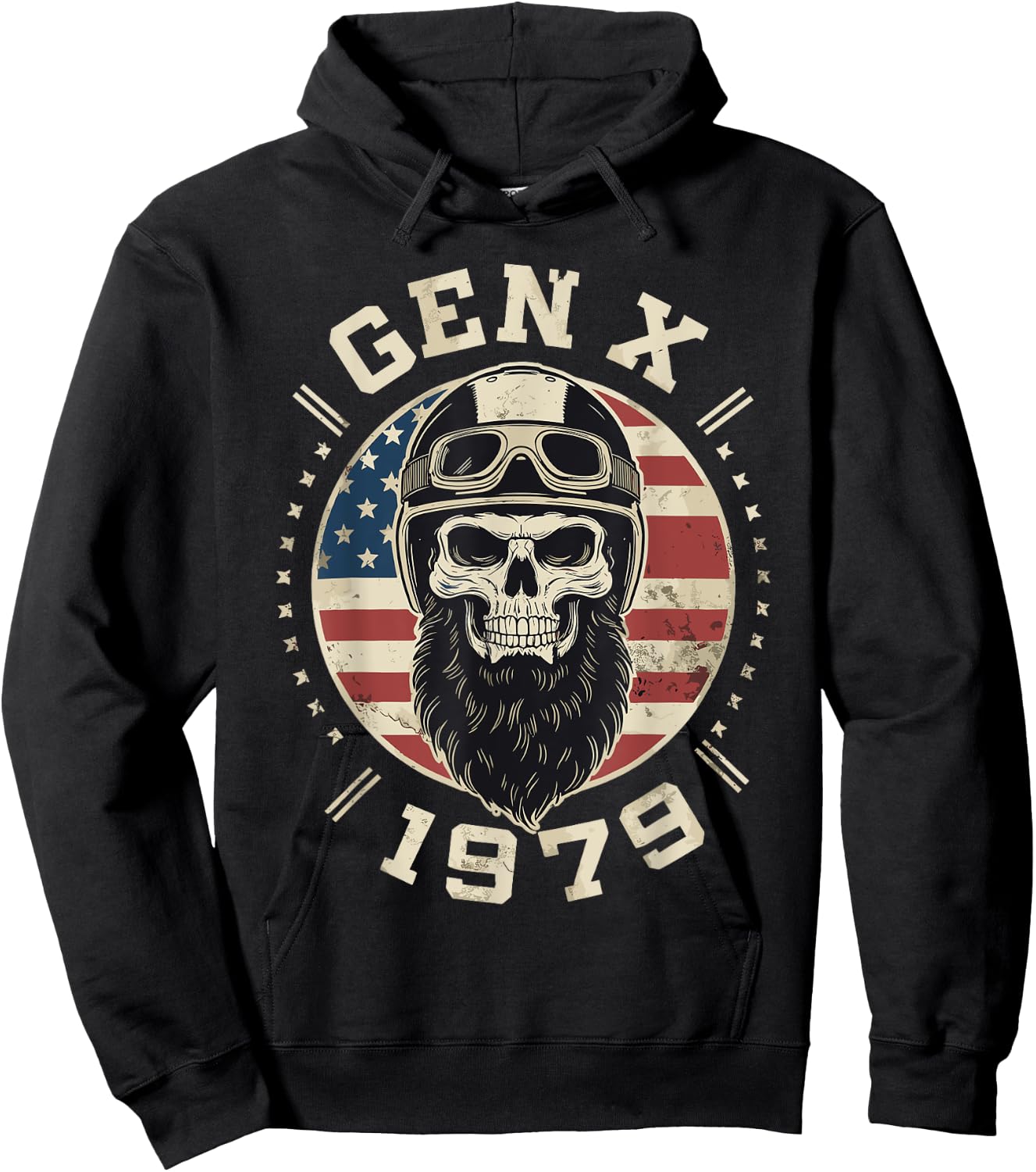 GenX 1979 Birthday FAFO Motorcycle Skull Motorcycle Hoodie - Hoodie | Black