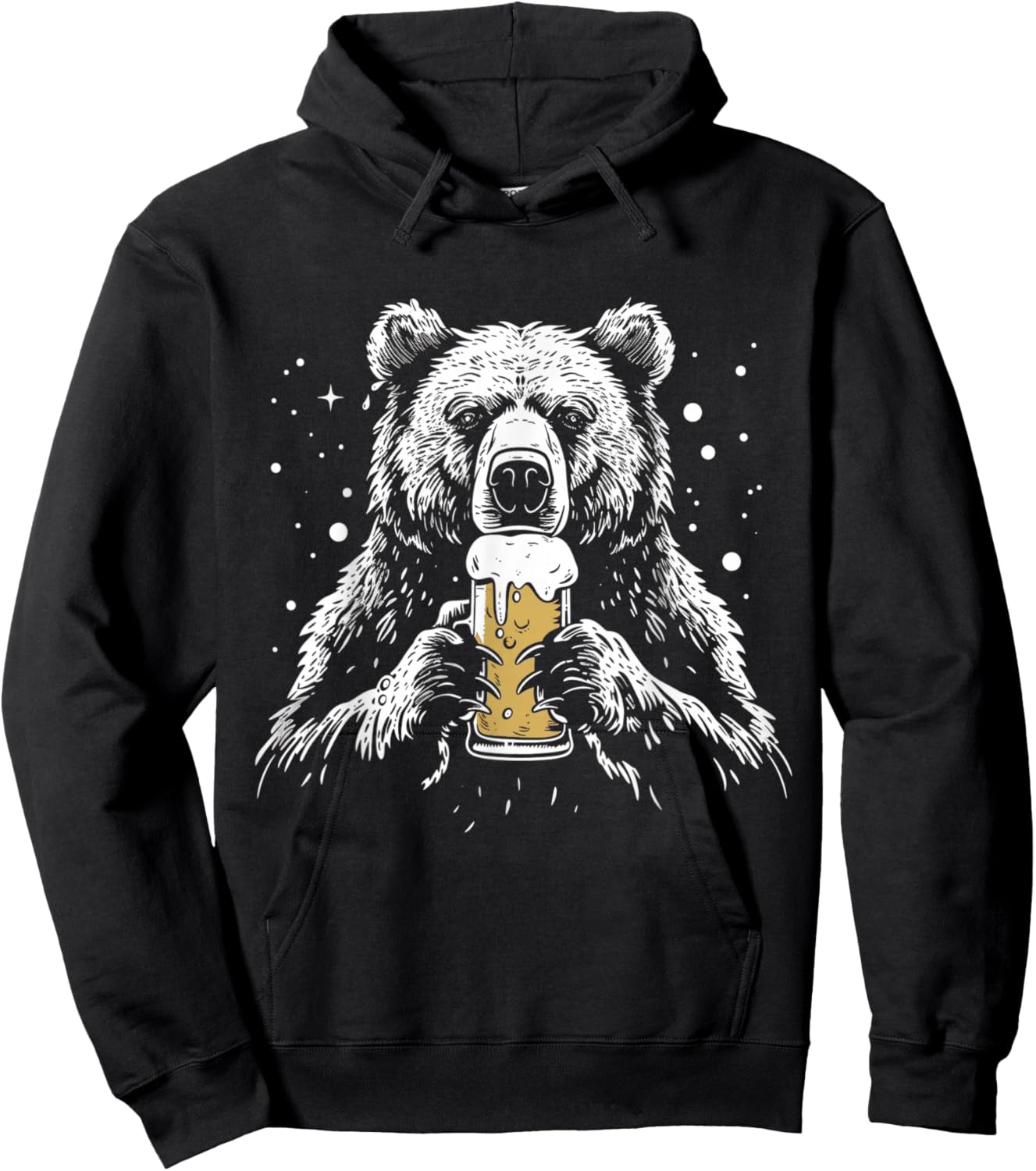 Bear Drinking Beer Funny Grizzly Bear Camping Party Hoodie - Hoodie | Black