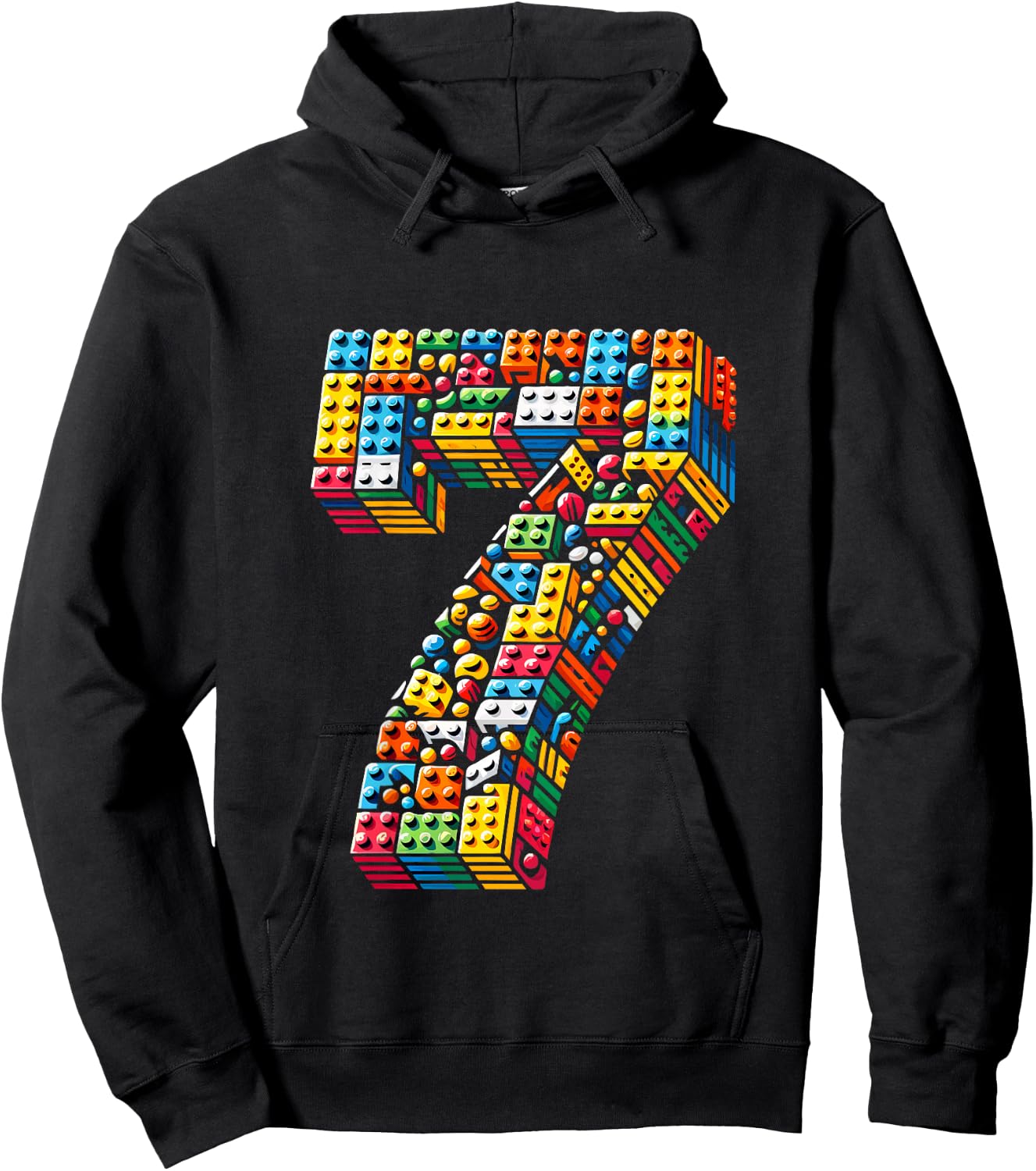 Kids 7 Year Old Blocks Building Master Builder 7th Birthday Boy Hoodie - Hoodie | Black