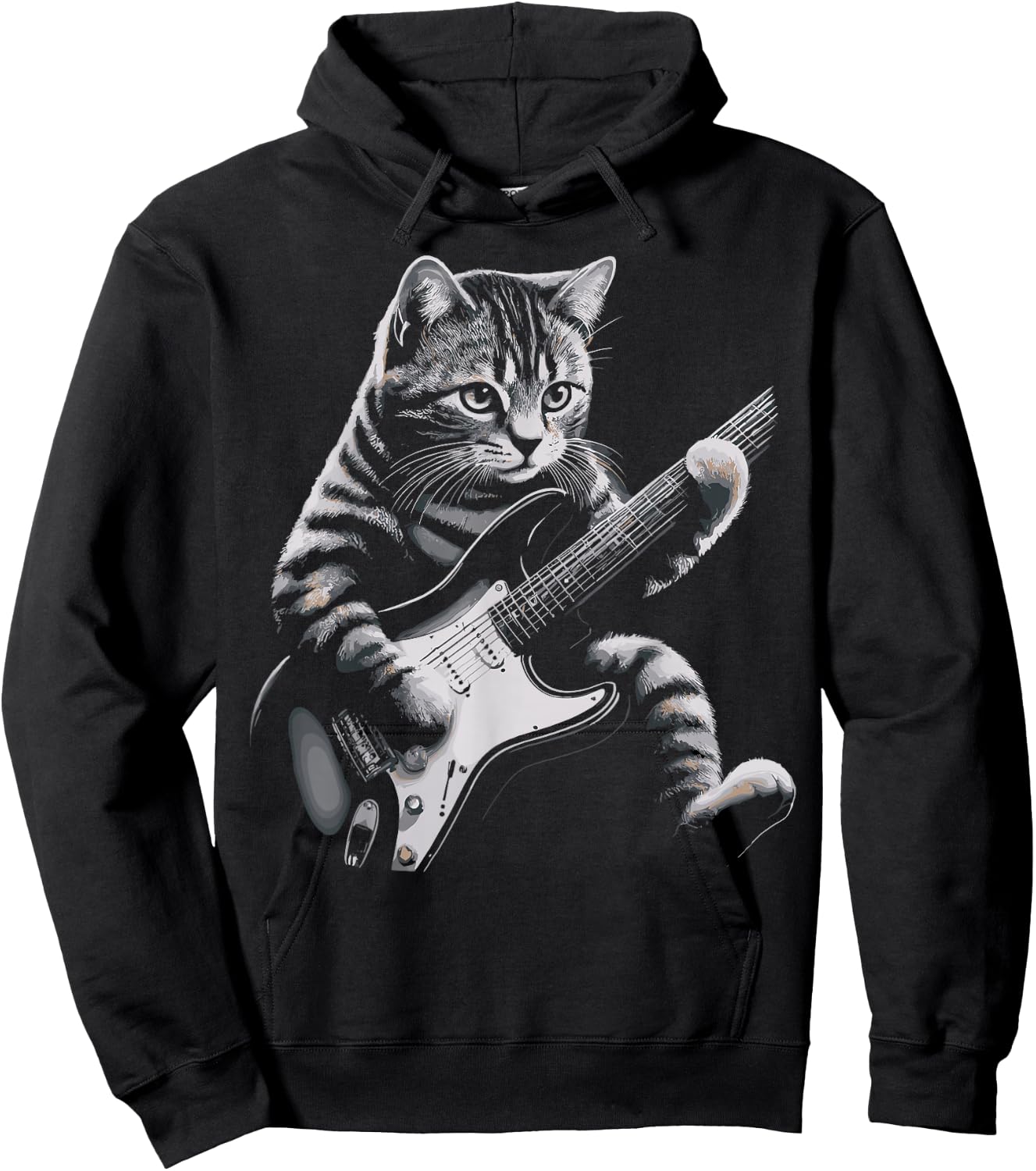 Cat Rock Guitar Funny Cat playing Guitar Hoodie - Hoodie | Black