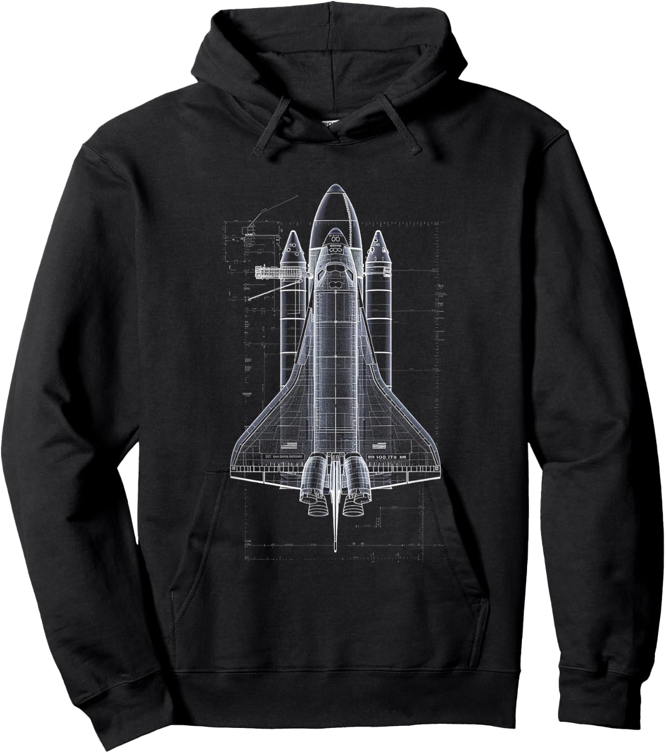 Space Shuttle Blueprint Hoodie - Hoodie | Black