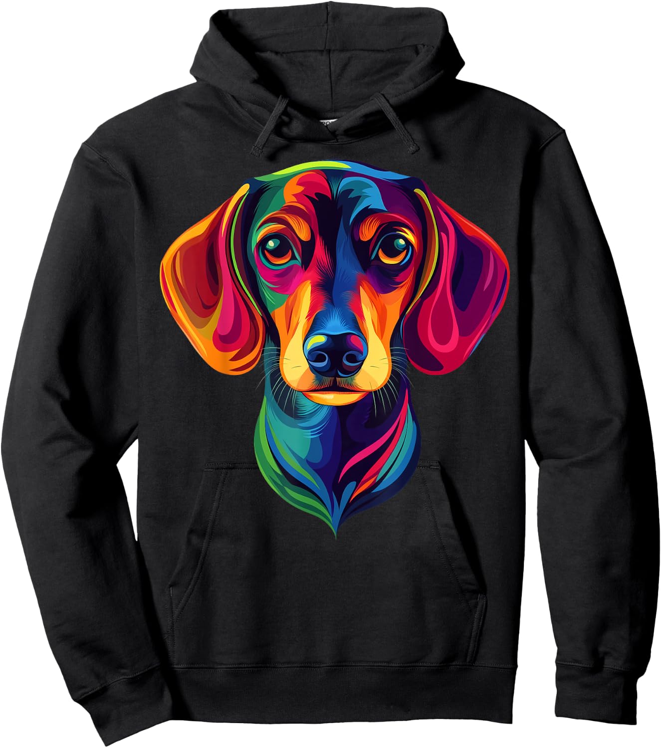 Colorful Short-Haired Dachshund Wiener Dog Face Cute Black Hoodie - Hoodie | Black