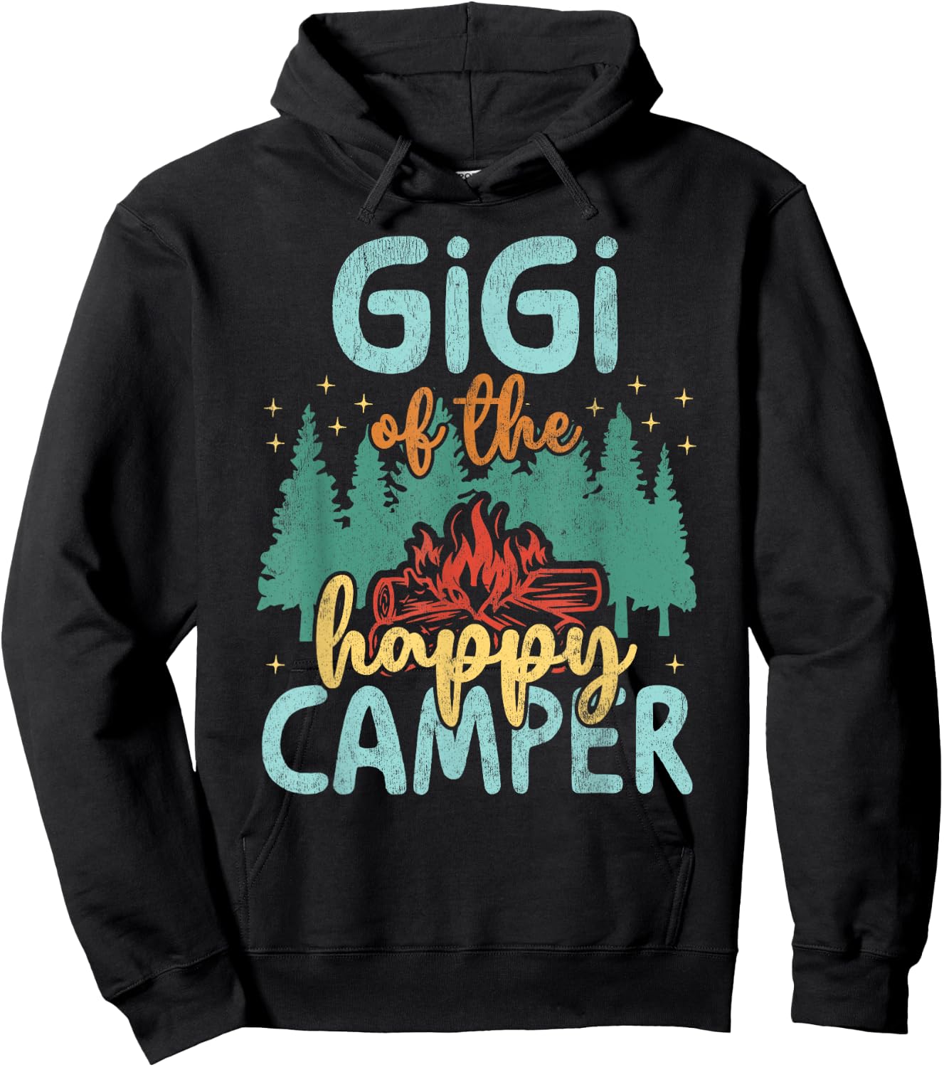 Gigi of Happy Camper 1st Birthday Party Retro Gigi Hoodie - Hoodie | Black