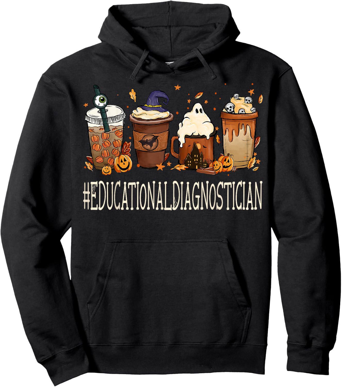 Educational Diagnostician Horror Coffee Halloween Autumn Hoodie - Hoodie | Black