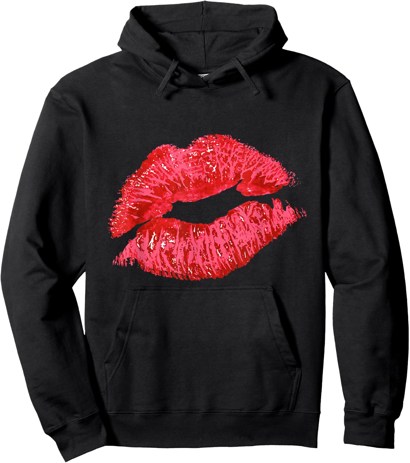 Sexy Lips Red Lipstick Kiss Hoodie - Hoodie | Black