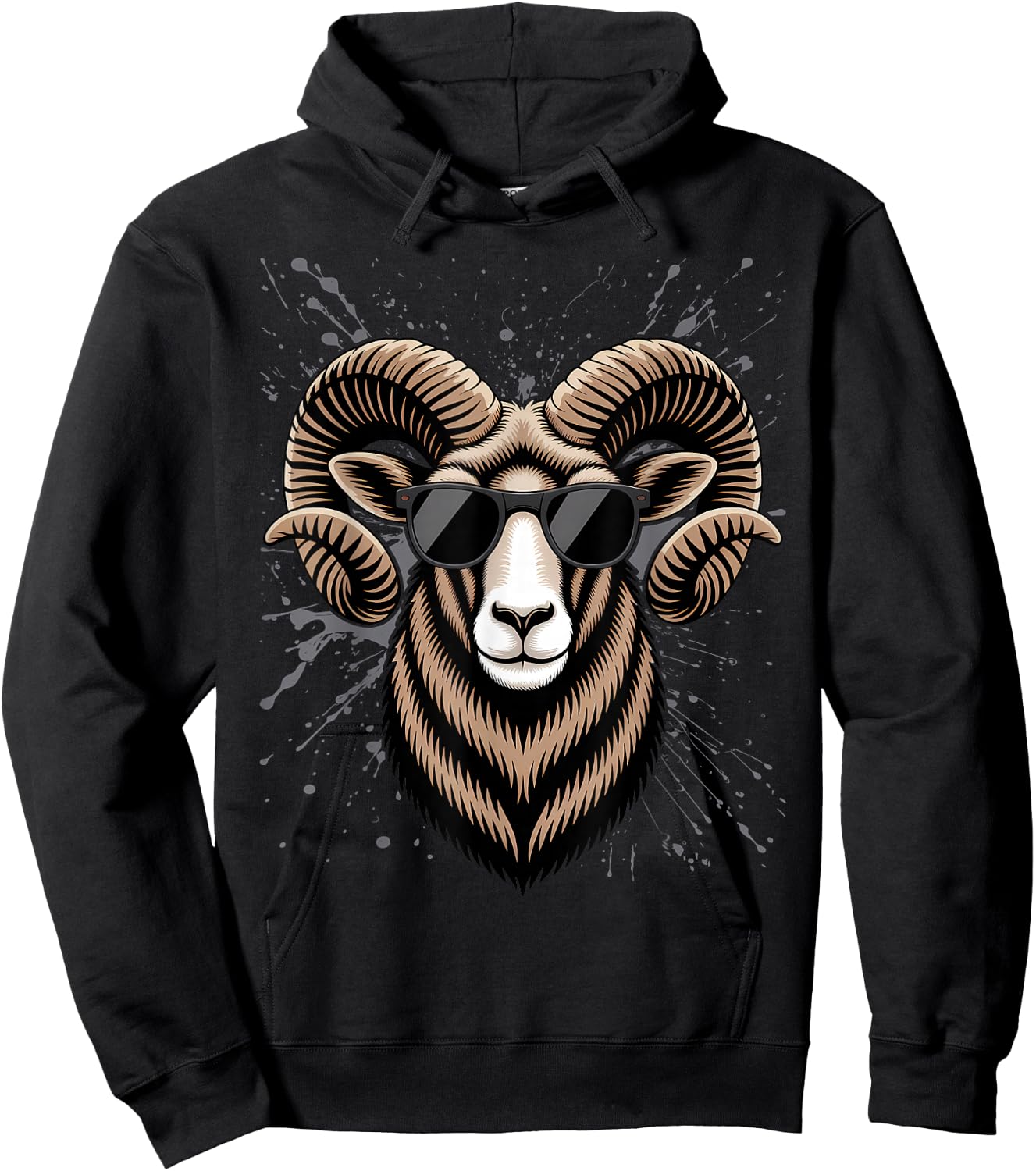 Retro Ram in Sunglasses Men Women Kids Novelty Funny Hoodie - Hoodie | Black