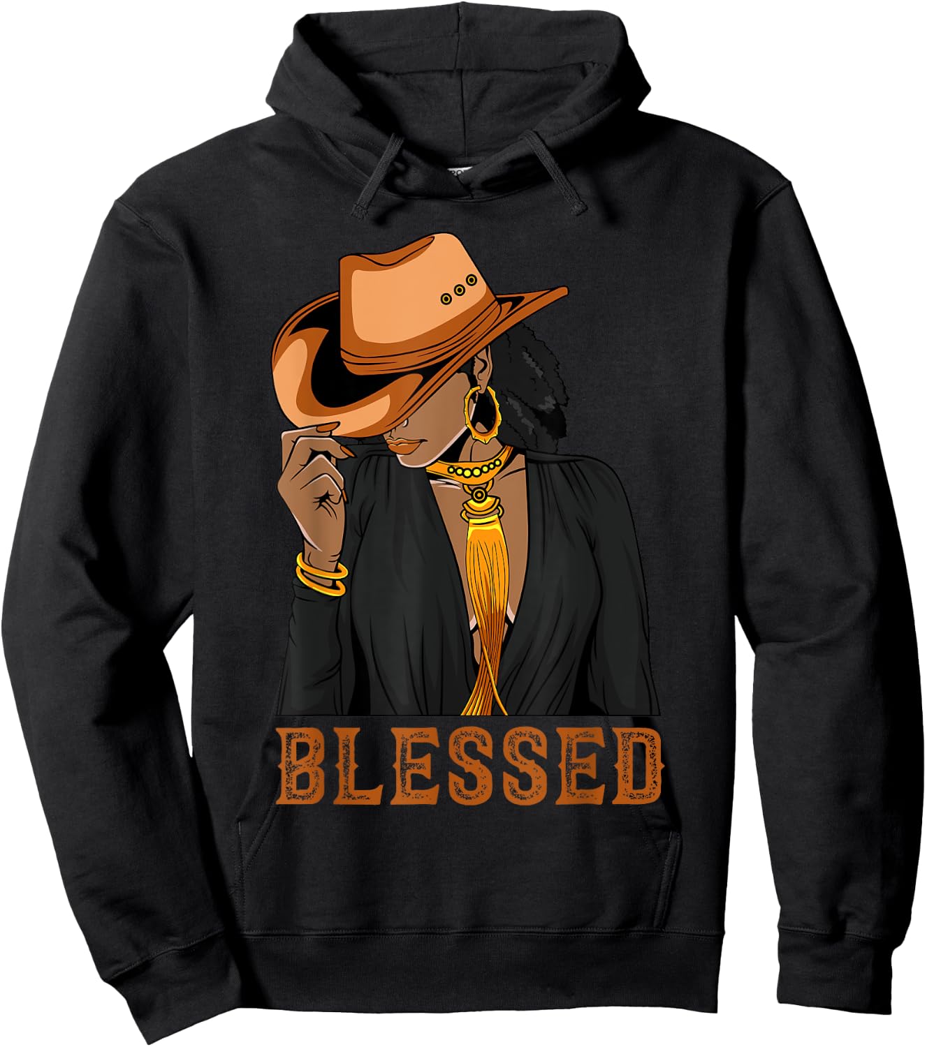 Western Country Black Cowgirl Black Woman Christian Blessed Hoodie - Hoodie | Black