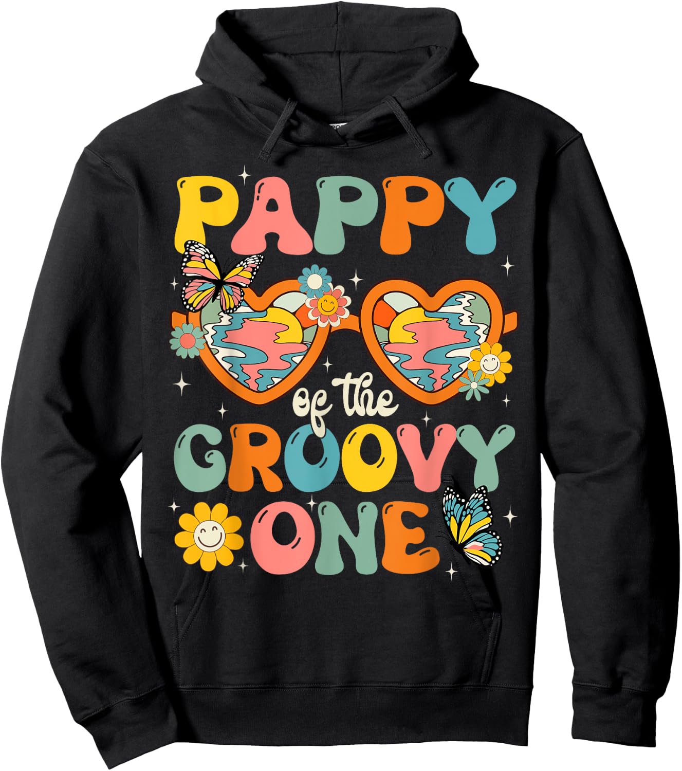 Pappy of the Groovy One Glasses Birthday Party Hoodie - Hoodie | Black