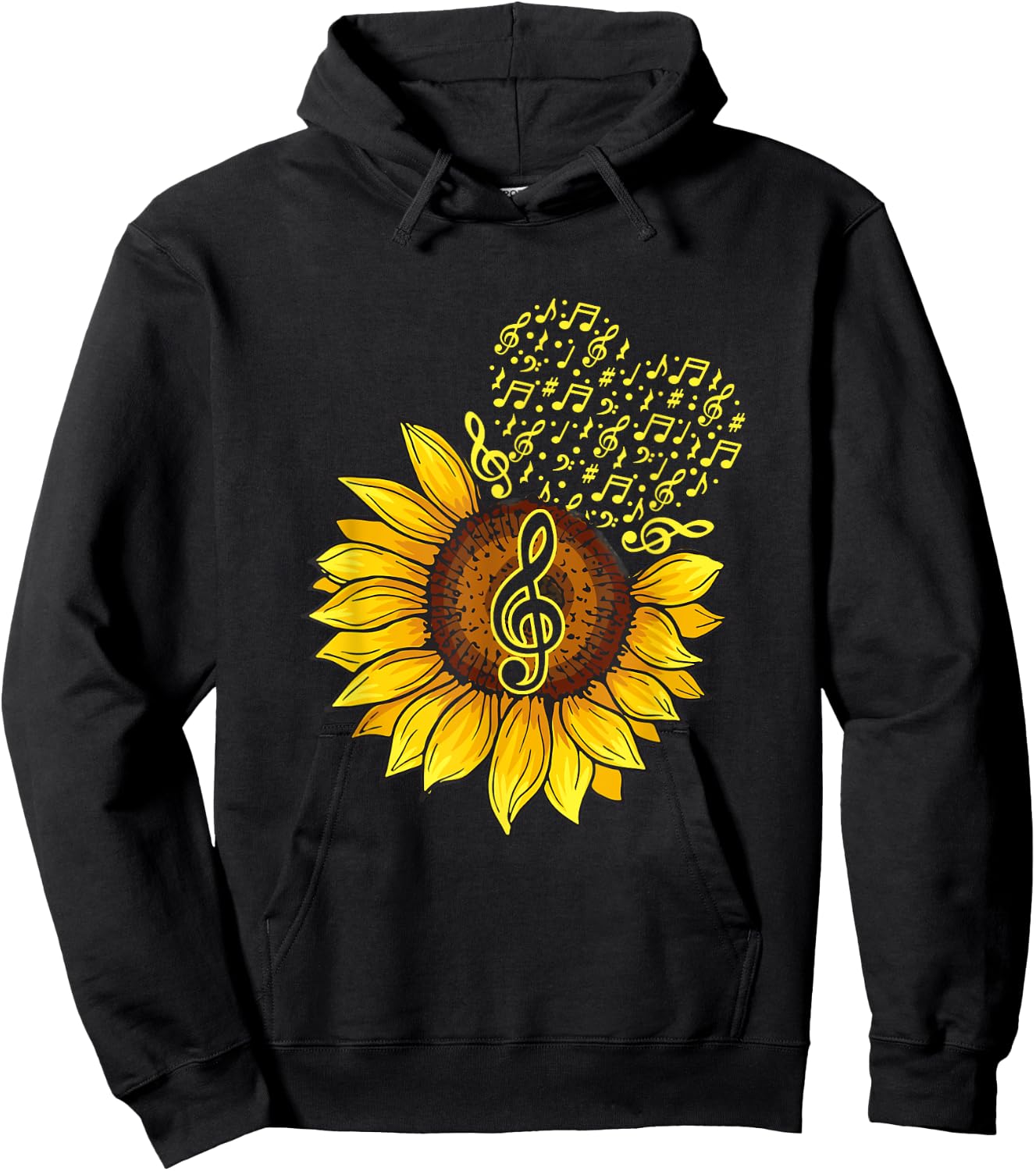 Musician Sunflower Heart Music Note Music Lovers Musical Hoodie - Hoodie | Black