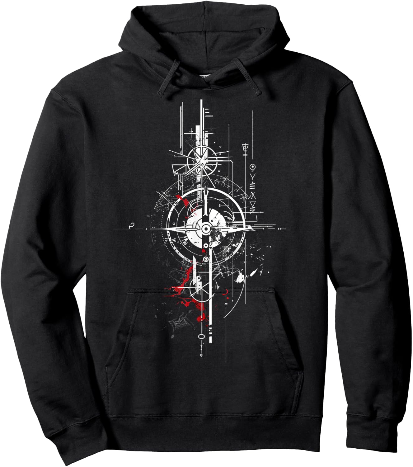 Geometric Drawing Motif Illustration Art Geometric Hoodie - Hoodie | Black