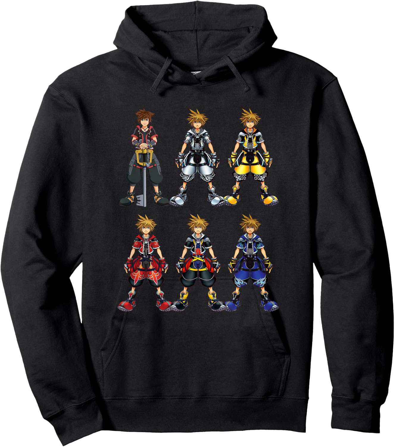 Disney Kingdom Hearts Sora Epic Costumes Collage Chest Logo Hoodie - Hoodie | Black