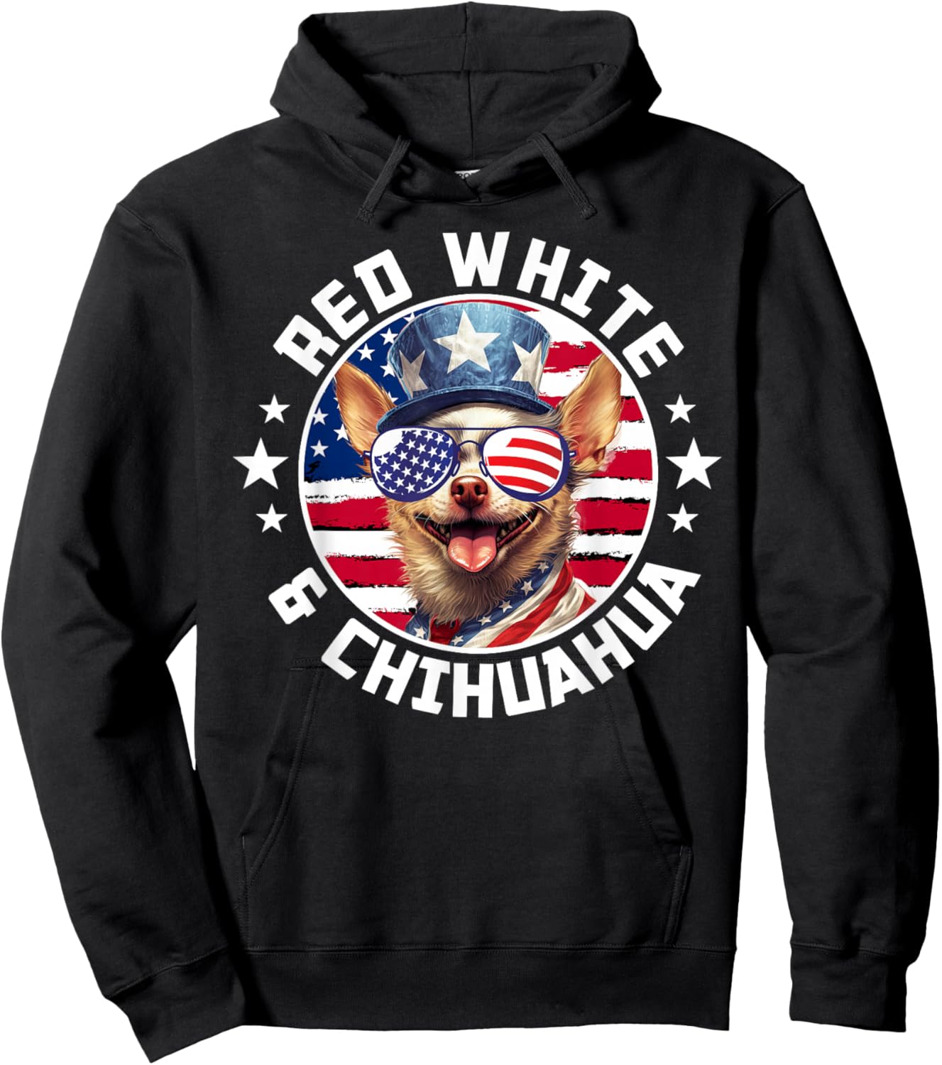 4th Of July Dog Funny Patriotic Red, White & Chihuahua Dog Hoodie - Hoodie | Black