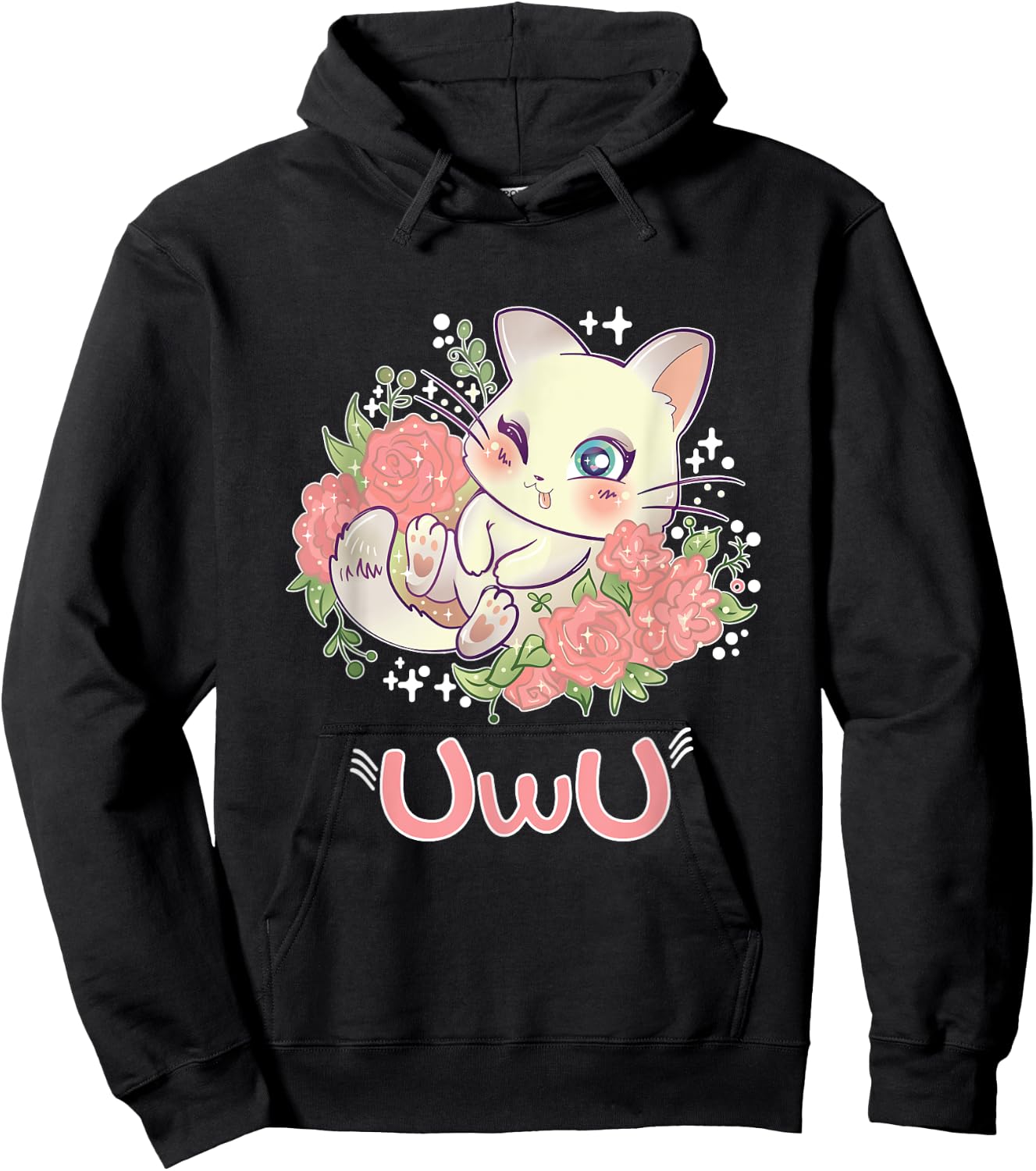 Kawaii I UwU Cat I Kawaii Meme Cute Japan Anime Kitten Hoodie - Hoodie | Black