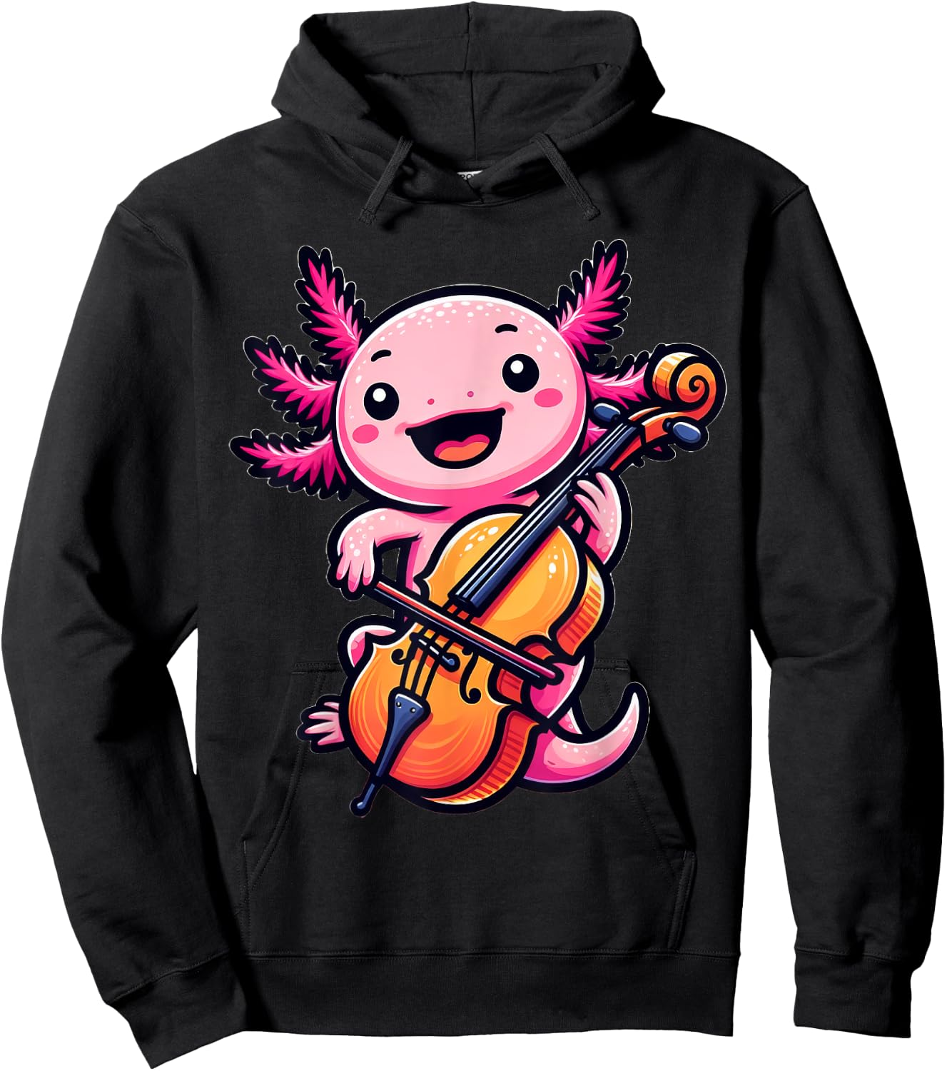 Axolotl Playing Cello Axolotls Musician Music Hoodie - Hoodie | Black