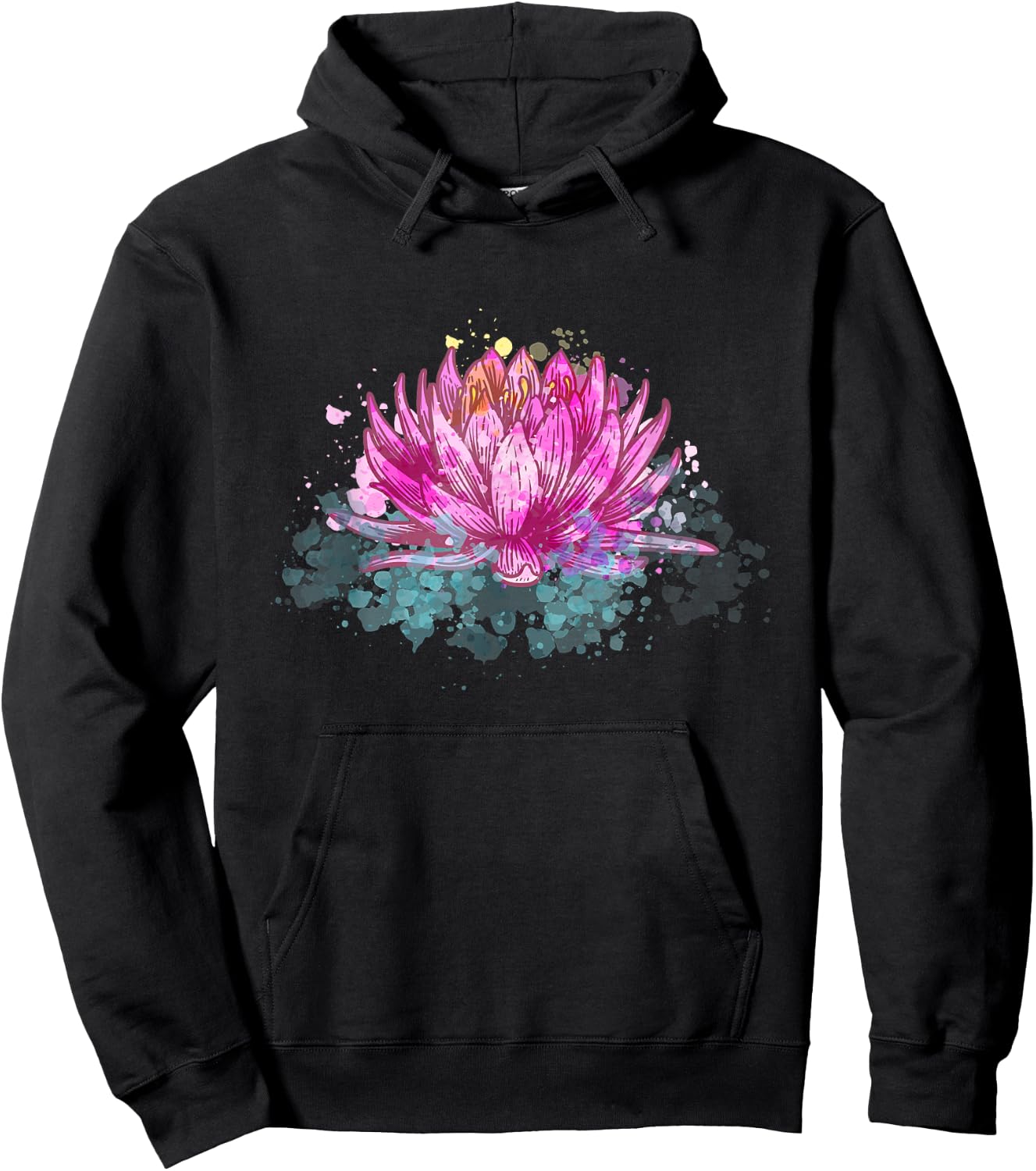 Lotus Flower Namaste Spiritual Yoga Floral Meditation Yogi Hoodie - Hoodie | Black