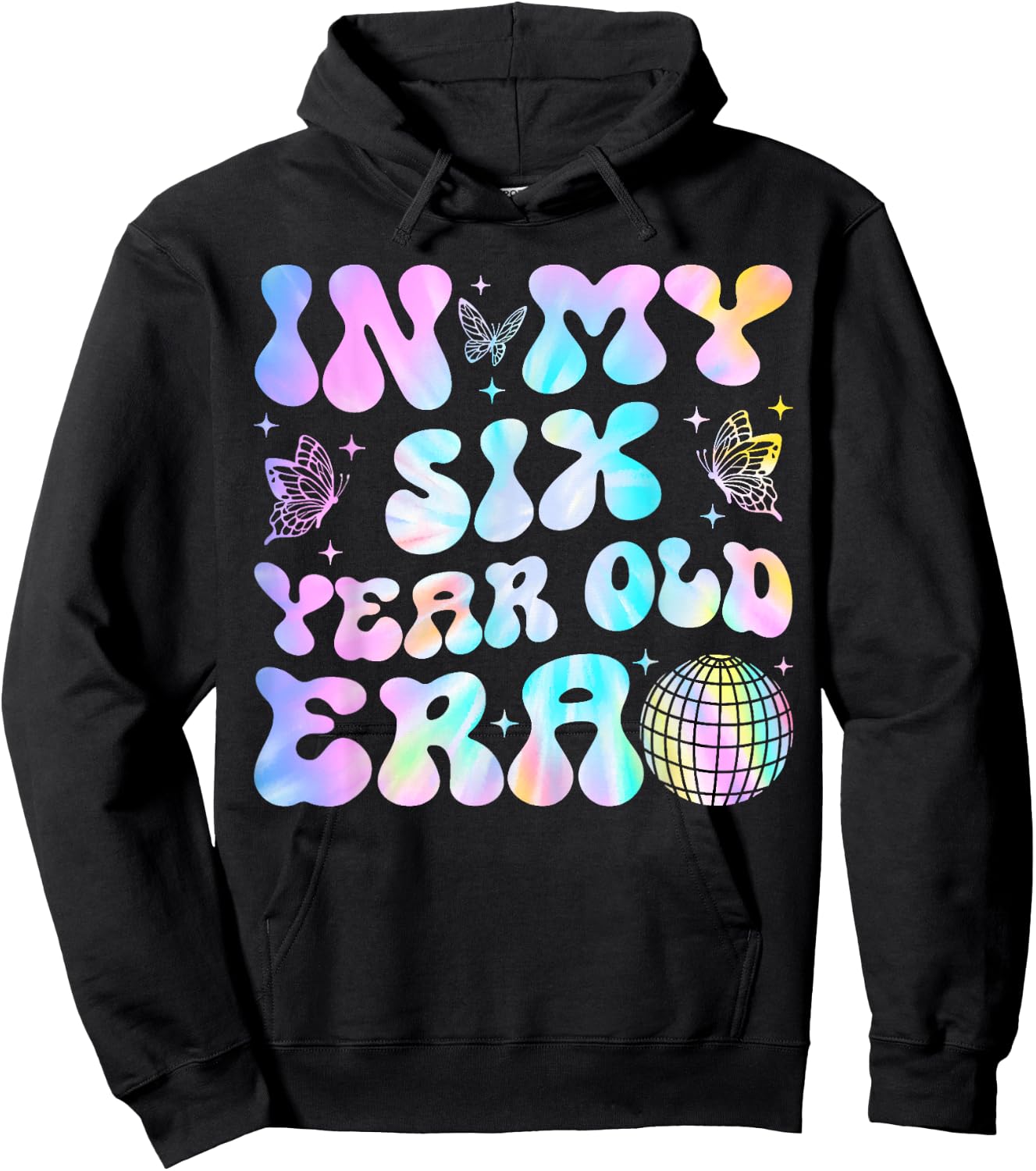 Groovy In My Six Year Old Era Girl 6th Birthday 6 Yrs Old Hoodie - Hoodie | Black