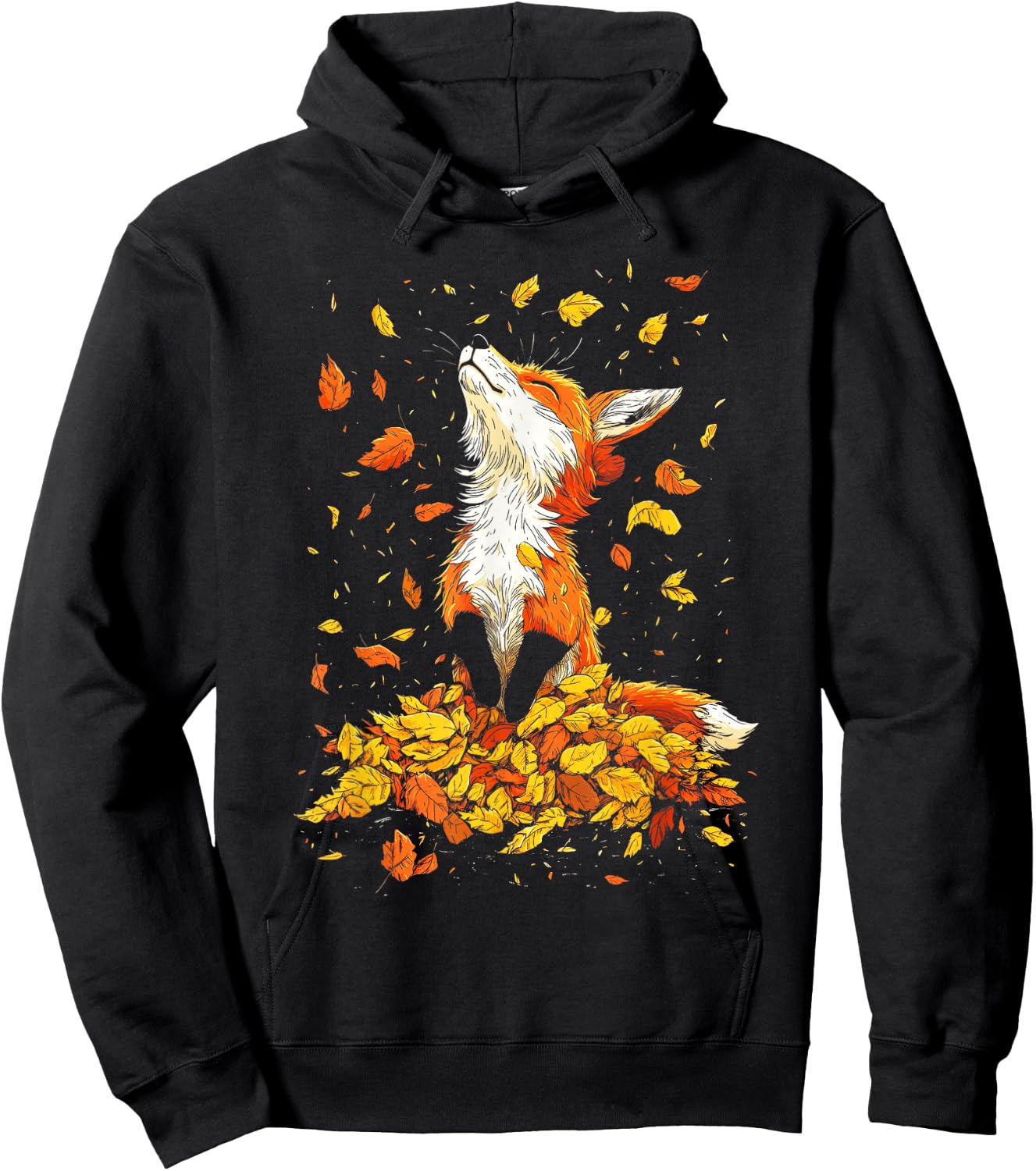Cute Fox Fall Woodland Forest Autumn Leaves Hoodie - Hoodie | Black