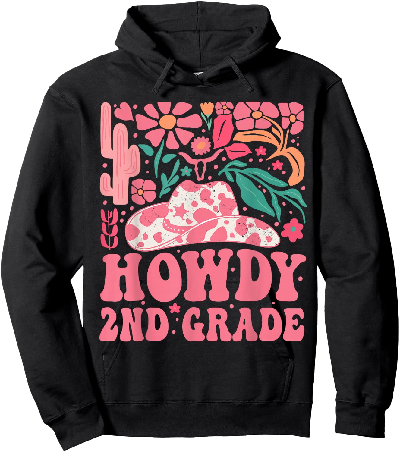 Howdy Second Grade Western Cowgirls 2nd Grade Squad Teacher Hoodie - Hoodie | Black