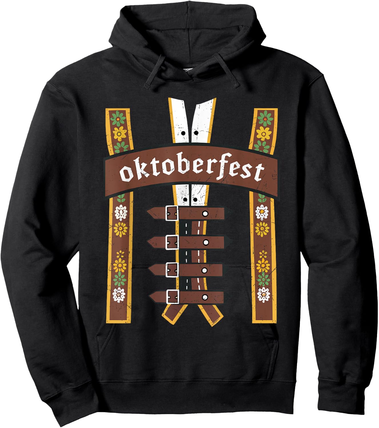 Oktoberfest Bavarian Munich Beer Lederhosen Suspenders Hoodie - Hoodie | Black