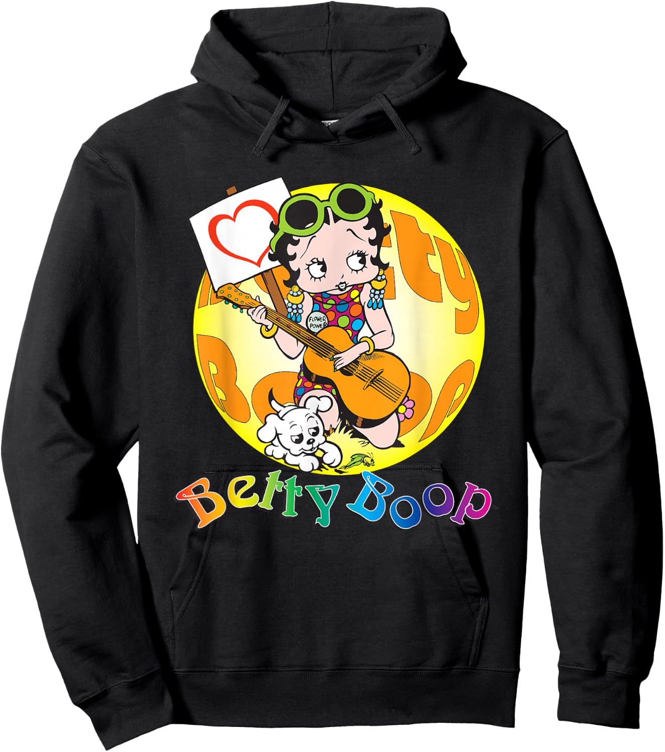 Betty Boop Groovy Guitar 70s Hoodie - Hoodie | Black