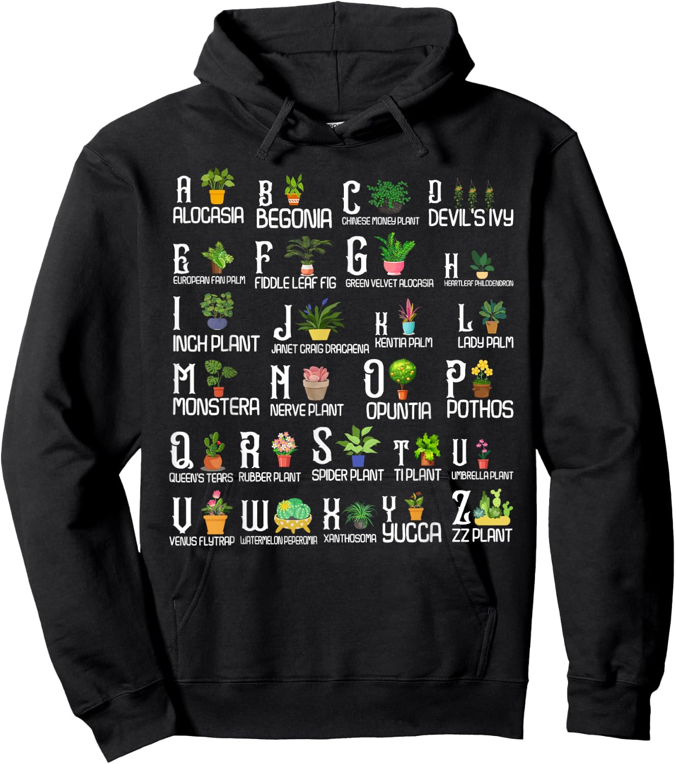 Plant Alphabet ABC Back To School Teacher Educational Hoodie - Hoodie | Black