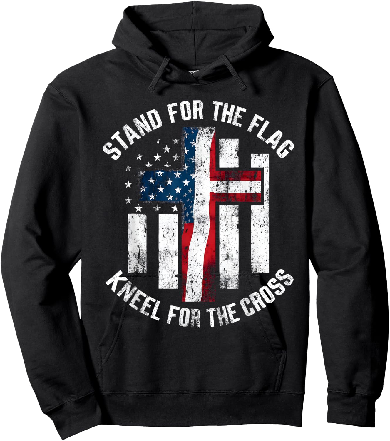 USA Flag Religious Quote 4th of July Christian Faith Men Hoodie - Hoodie | Black
