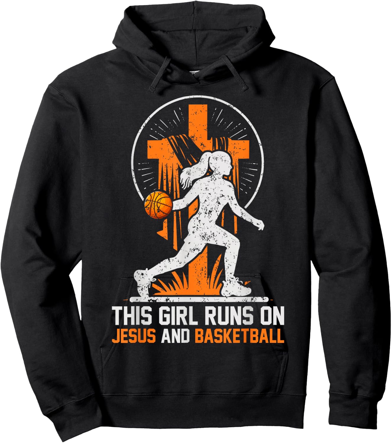 This Girl Runs On Jesus And Basketball Hoodie - Hoodie | Black