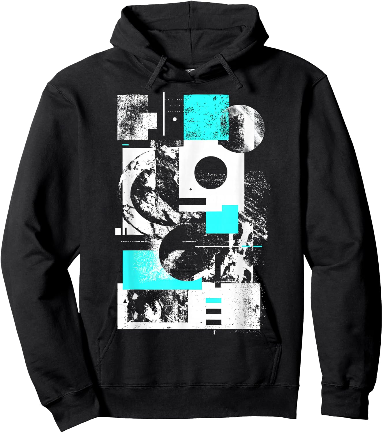 Minimalist Brutalist Geometric Gray Abstract Matrix Graphic Hoodie - Hoodie | Black