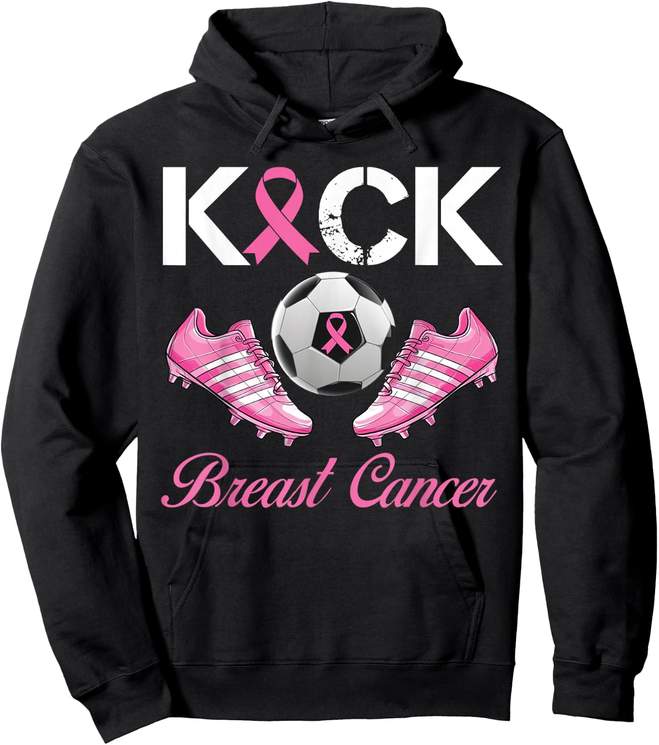 Kick Breast Cancer Soccer Breast Cancer Awareness Pink Hoodie - Hoodie | Black