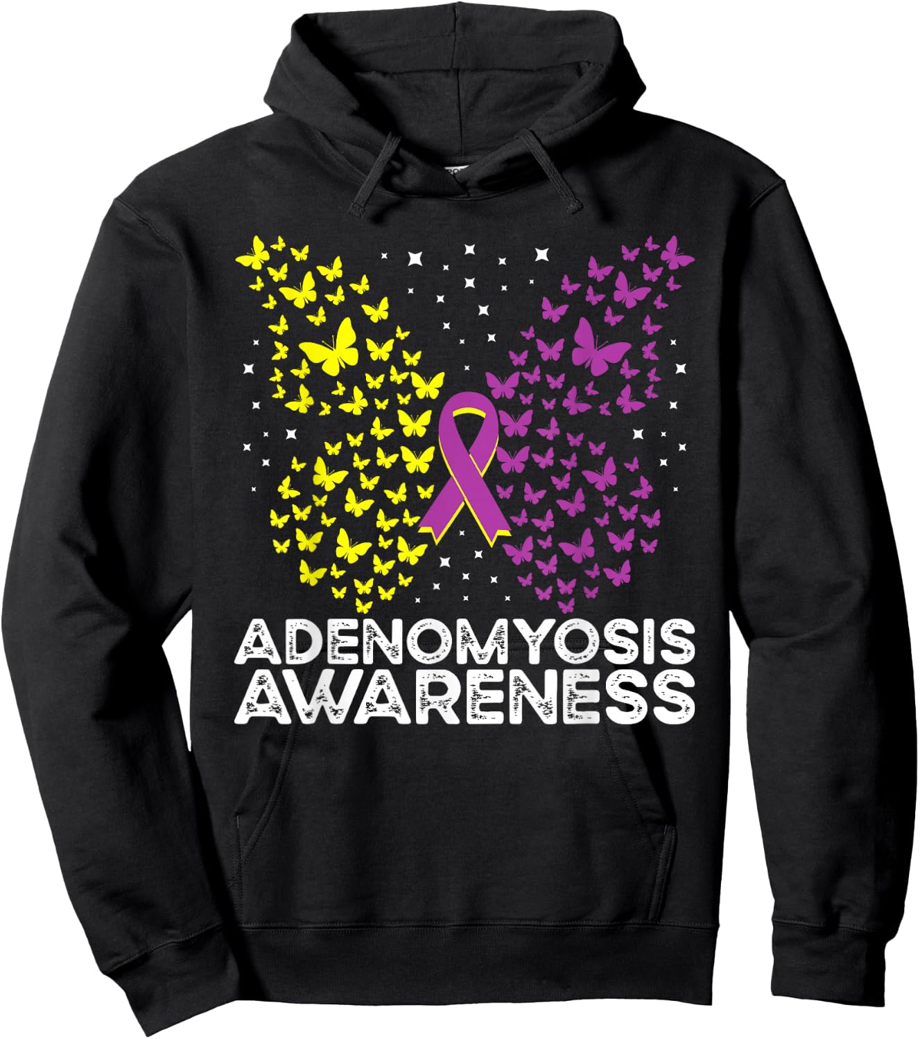 Adenomyosis Awareness Adenomyosis Butterfly Hoodie - Hoodie | Black