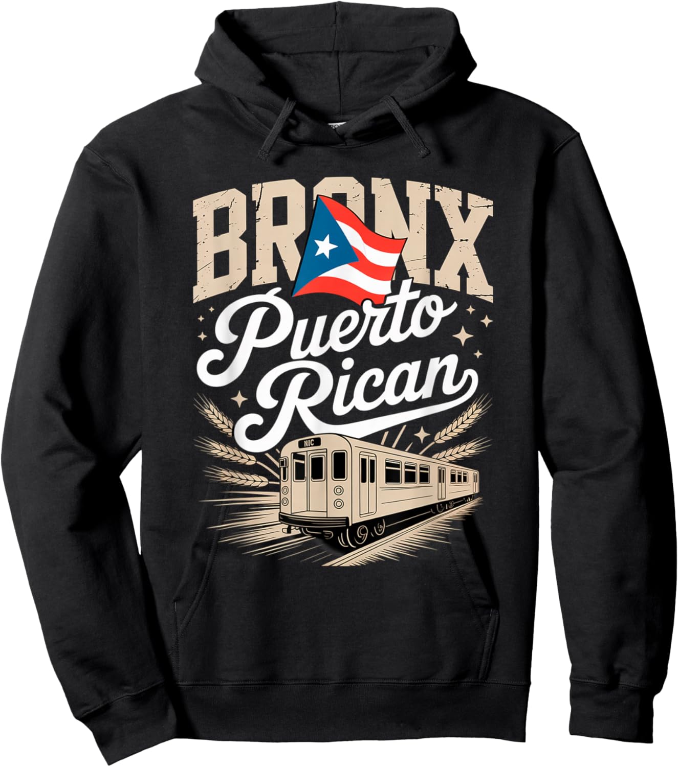 Bronx Puerto Rican Heritage Subway Train Vintage Urban Pride Hoodie - Hoodie | Black