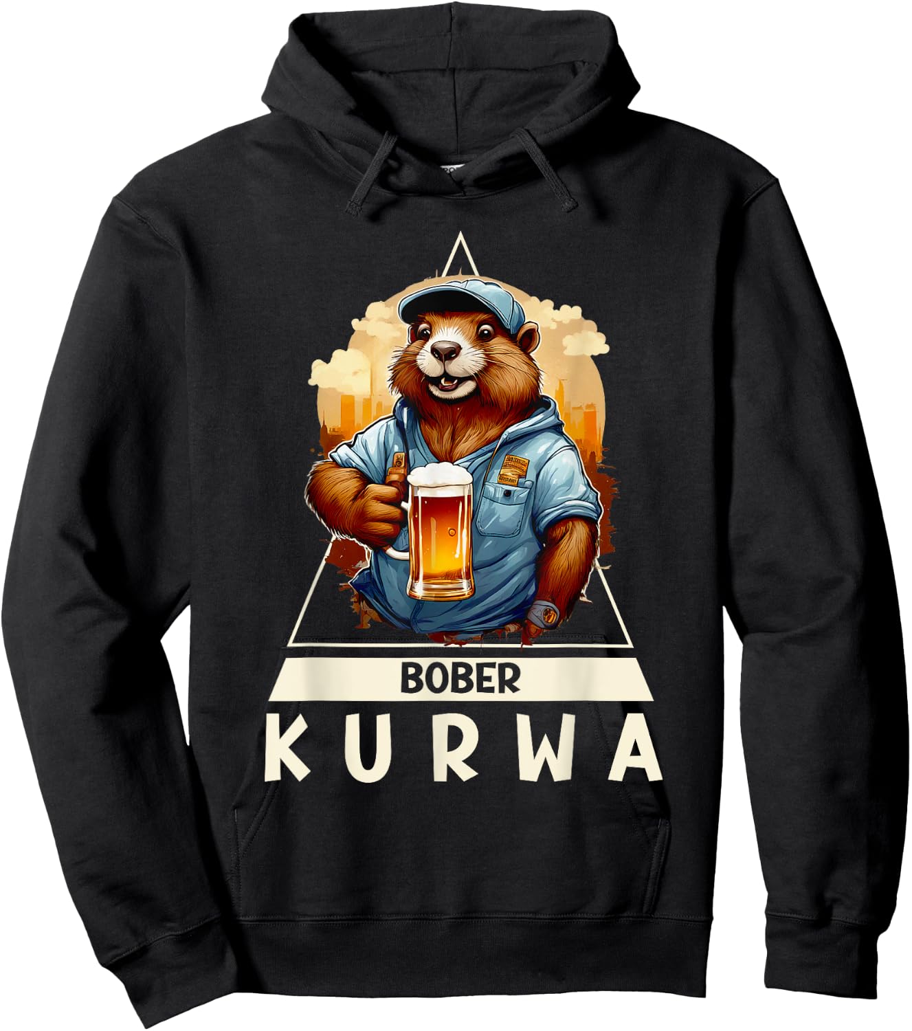 Funny Bober Bóbr Kurwa Polish Beer Bober Hoodie - Hoodie | Black